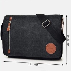 Vintage Canvas Satchel Messenger Bag for Men Women 13.5" in distressed black